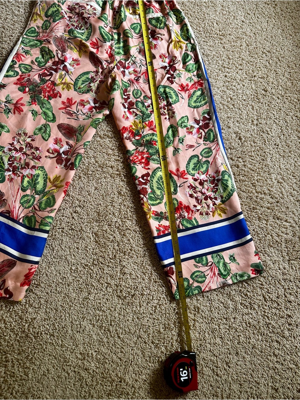 Floral Wide-Leg Casual Pants in Pink and Blue - Picture 6 of 7